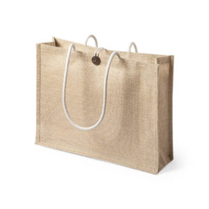 Bolsa de yute laminado con asas largas de algodón 806820- MEDIDAS 44.5 x 35 x 14 cm - Imagen 3