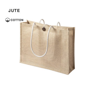 Bolsa de yute laminado con asas largas de algodón 806820- MEDIDAS 44.5 x 35 x 14 cm